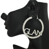 85975, "GLAM" CRYSTAL RHINESTONE HOOP EARRING