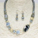 86074, HANDMADE SEMI PRECIOUS STONE N BEAD NECKLACE