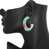 86216, TURQUOISE BEAD HOOP EARRING