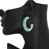 86216, TURQUOISE BEAD HOOP EARRING