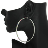 86439, PAVE STONE ROUND HOOP EARRING 70MM