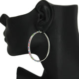 86441, PAVE STONE ROUND HOOP EARRING 50MM