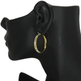 86443, PAVE STONE ROUND HOOP EARRING 30MM