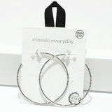 94740, 55MM TEXTURED ROUND HOOP HYPOALLERGENIC EARRING/STERLING SILVER POST