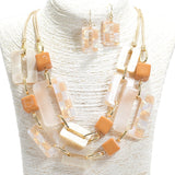 95355, CHECKER PRINT ACCENT GEOMETRIC CELLULOID ACETATE NECKLACE