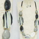 95675, OVAL GEOMETRIC CELLULOID ACETATE LONG NECKLACE