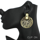 95709, CUTOUT ROUND METAL CLIP ON EARRING