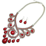 95737, TEARDROP CHARM TURQUOISE STONE STATEMENT NECKLACE