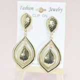 96077, GEOMETRIC TEXTURED METAL CLIP ON EARRING