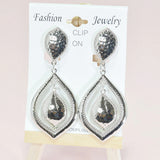 96077, GEOMETRIC TEXTURED METAL CLIP ON EARRING
