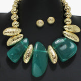 96429, GEOMETRIC CHUNKY GLASS STONE NECKLACE