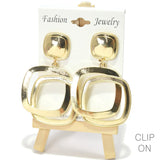96781, GEOMETRIC OVERLAPPED METAL CLIP ON EARRING