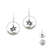99232, SEA TURTLE CHARM ROUND EARRING