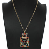 99261, PERFUME BOTTLE RHINESTONE PENDANT NECKLACE