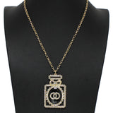99261, PERFUME BOTTLE RHINESTONE PENDANT NECKLACE