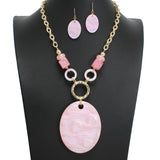 107830, OVAL CELLULOID ACETATE ACCENT STATEMENT NECKLACE