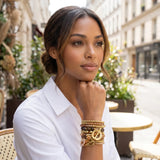 113040, EARTHY MULTI ROW WRAP AROUND BRACELET WITH TOGGLE CHARMS