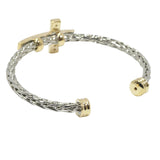 100015, PAVE CROSS STAINLESS STEEL CUFF BRACELET