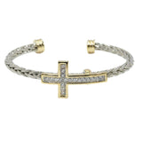 100015, PAVE CROSS STAINLESS STEEL CUFF BRACELET