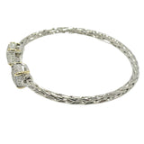 100017, PAVE ROUND RECTANGLE STAINLESS STEEL CUFF BRACELET