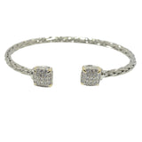 100017, PAVE ROUND RECTANGLE STAINLESS STEEL CUFF BRACELET