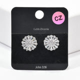 100037, FLOWER CUBIC ZIRCONIA STUD EARRING