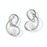 100045, GOLD DIPPED, BRASS PEARL WITH SWIRL EARRING