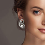 100045, GOLD DIPPED, BRASS PEARL WITH SWIRL EARRING