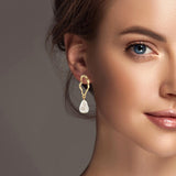 100050, GOLD DIPPED, BRASS FRESHWATER PEARL DANGLE EARRING