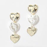 100086, DESIGNER INSPIRED FRESHWATER PEARL HEART DROP DANGLE EARRING