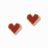 100087, MOTHER OF PEARL HEART STUD EARRING