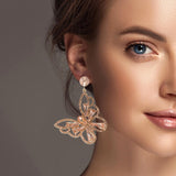 100097, BUTTERFLY RHINESTONE DANGLE EARRING