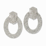 100104, OVAL CRYSTAL RHINESTONE EARRING