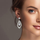 100106, MARQUISE CUBIC ZIRCONIA ACCENT CRYSTAL RHINESTONE DANGLE EARRING