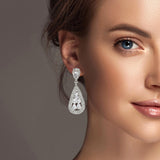 100107, TEARDROP CUBIC ZIRCONIA ACCENT DANGLE EARRING