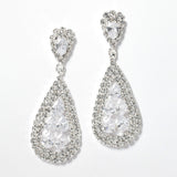 100107, TEARDROP CUBIC ZIRCONIA ACCENT DANGLE EARRING