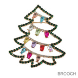 100126, CHRISTMAS TREE CRYSTAL RHINESTONE BROOCH