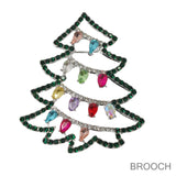 100126, CHRISTMAS TREE CRYSTAL RHINESTONE BROOCH