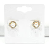 100134, PEARL WITH CRYSTAL RHINESTONE STUD EARRING