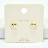 100136, GOLD DIPPED, DAINTY HEART STUD EARRING