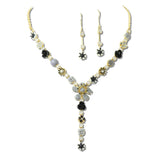 100145, FLOWER ENAMEL DROP NECKLACE