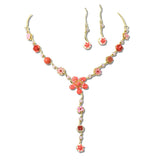100145, FLOWER ENAMEL DROP NECKLACE