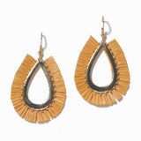 100147, RAFFIA TASSEL TEARDROP DANGLE EARRING