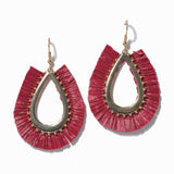 100147, RAFFIA TASSEL TEARDROP DANGLE EARRING