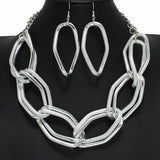 100170, GEOMETRIC DOUBLE METAL NECKLACE