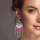 100180, WESTERN LEAF TASSEL DANGLE EARRING