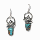 100181, WESTERN HORSE TURQUOISE STONE EARRING