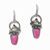 100181, WESTERN HORSE TURQUOISE STONE EARRING