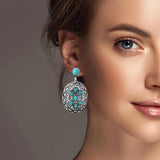 100188, WESTERN CONCHO DANGLE EARRING