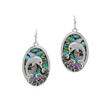 100191, DOLPHIN ABALONE OVAL DANGLE EARRING
